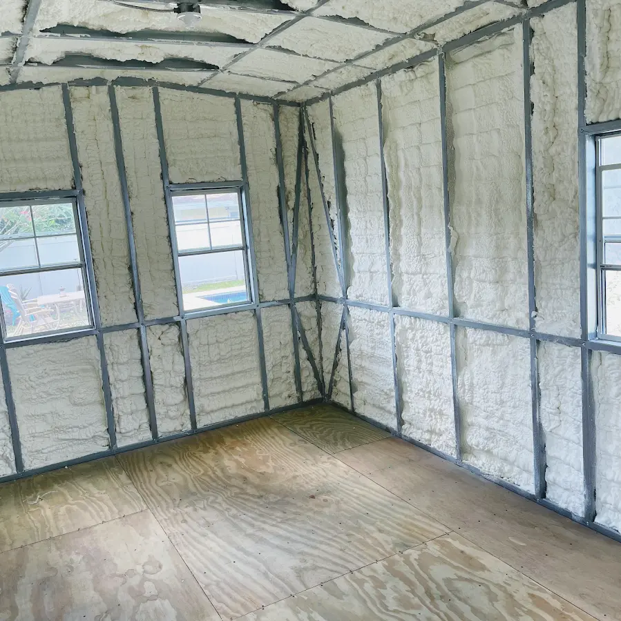 Closed-cell spray foam insulation applied to wall cavities in a residential project in Clementon